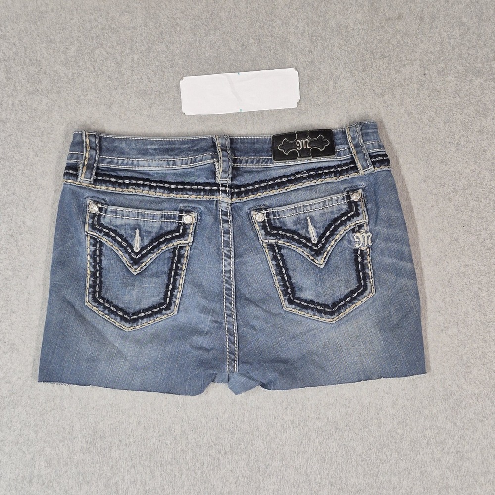 Miss Me Women Jeans 30 Blue Denim Embroidered Shorts Cut Off READ